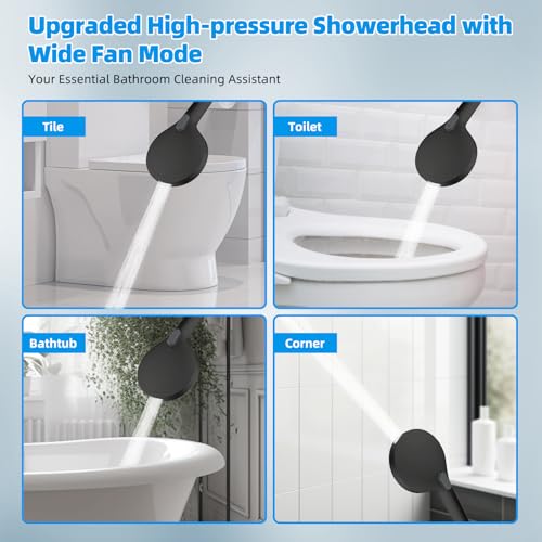 Hibbent All Metal Shower Head, 8'' High Pressure Rainfall Shower Head/Handheld Showerhead Combo with 12'' Adjustable Curved Shower Extension Arm, 10-Spray, 71'' Hose, Shower Holder, Oil Rubbed Bronze - color: Oil Rubbed Bronze, style: Square 8''