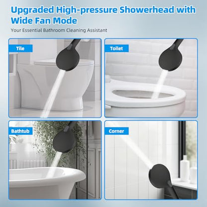 Hibbent All Metal Shower Head, 8'' High Pressure Rainfall Shower Head/Handheld Showerhead Combo with 12'' Adjustable Curved Shower Extension Arm, 10-Spray, 71'' Hose, Shower Holder, Oil Rubbed Bronze - color: Oil Rubbed Bronze, style: Square 8''