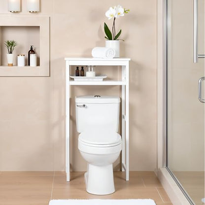 Alaterre Furniture Derby Over-the-Toilet Storage Shelf, White, 27”x8”x44” - size: 44-Inch Tall