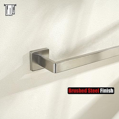 JQK Brushed Towel Bar, Rounded Edges 18.41 Inch Towel Rack, 304 Stainless Steel Bathroom Wall Mount, Useable Length 16 Inch, TB250L16-BN - color: Brushed Steel, size: 16.41 Inch