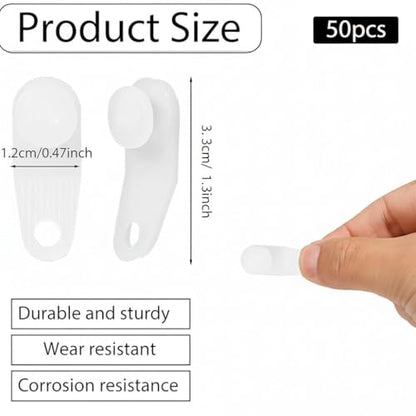 Pangda 50 Pieces Curtain Track Glider Hooks White Plastic Curtain Rod Hooks Sturdy Drapery Slides Smooth Sliding for Window Door Shower Accessories