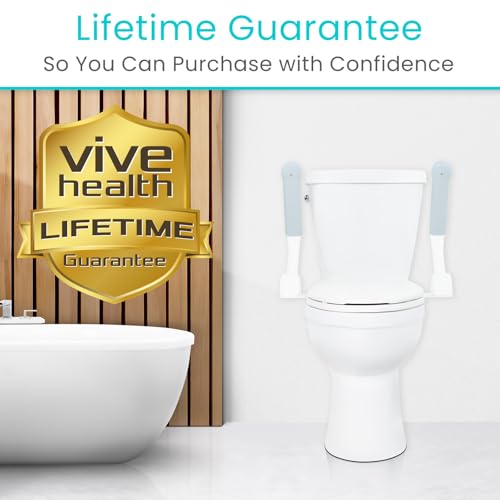 Vive Toilet Safety Rail with Flip-Up Handles - 450 lb Capacity Senior | Safety Frame for Elderly & Disabled - Handicap Grab Bar Riser Stand Assist with Arms for Bathroom Assistance & Raised Toilets