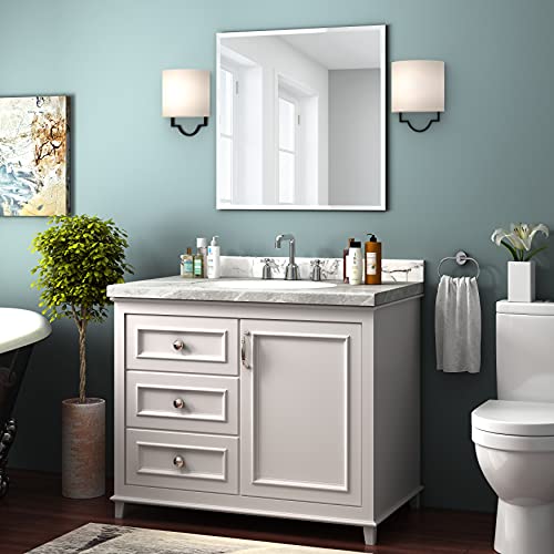 24x24 Frameless Square Bathroom Mirror | 1.1-Inch Beveled Edge - color: Rectangular, size: 24"L x 24"W