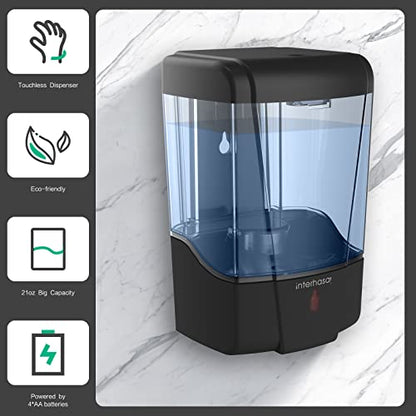interhasa! Soap Dispenser, Touchless Hand Sanitizer Dispenser Wall Mount Automatic Kitchen Soap Dispenser for Commercial Home, Office, 600ml/20oz Black - color: Black