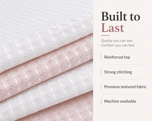 Dainty Home Ombre Waffle Weave Shower Curtain 70 x 72 Blush Textured Fabric Shower Curtain, Hotel Style Waffle Weave Bathroom Curtain, Water Resistant Polyester Ombre Shower Curtain - color: Textured Blush