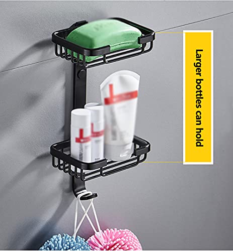 Soap Dish with Hook for Bathroom Shower Kitchen Sponge Holder Wall Mounted Rustproof No Drilling Adhesive Bar Soap Holder,Gold - color: Gold
