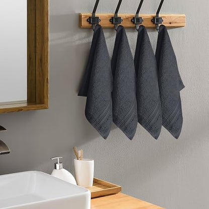 BOUTIQUO Ultra Soft Cotton Washcloths, Contains 12 Piece Face Cloths 12x12 inch, Ideal for Everyday use Face Towels, Compact & Lightweight Multi Purpose Washcloths - Charcoal Grey - color: Charcoal Grey, size: Washcloths - Set of 12