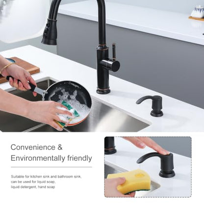 Kitchen Sink Soap Dispenser (Oil-Rubbed Bronze), G080ORB-G | Sink Soap Dispenser Pump with 40" Silicone Dispenser Extension Soap Tube, Say Goodbye to Frequent Refills - color: Oil-rubbed Bronze, size: with Hose