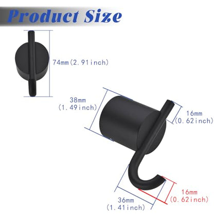 Matte Black Coat Hooks, Stainless Steel Hooks, Towel Hooks for Hanging Robes, Aprons, Coats and Hats in Bathrooms,Kitchens and Hotels,SW-96068-8MB-2. - color: Double Hook-Matte Black