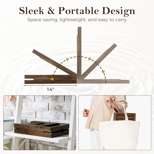 Teak Bathtub Tray, Expandable Bath Tray for Tub 28–40in, Foldable Bath Caddy with Wine Holder, Phone & Tablet Stand, Wooden Bathtub Organizer, Luxury Spa Bathroom Accessories Gift - Dark Walnut Finish - color: Dark Walnut - Solid Teak Wood
