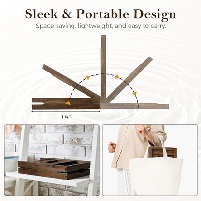 Teak Bathtub Tray, Expandable Bath Tray for Tub 28–40in, Foldable Bath Caddy with Wine Holder, Phone & Tablet Stand, Wooden Bathtub Organizer, Luxury Spa Bathroom Accessories Gift - Dark Walnut Finish - color: Dark Walnut - Solid Teak Wood
