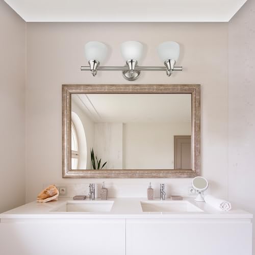 Globe Electric 50700 3-Light Vanity All-in-One Bathroom Set, 5 Piece Brushed Steel Finish, 70, Bulb Not Included - color: Brushed Steel