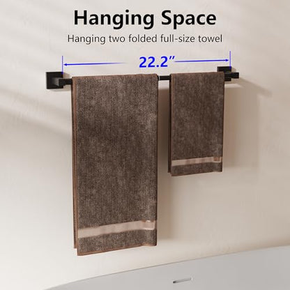 Towel Bar, Towel Racks for Bathroom Wall Mounted, Matte Black | Adjustable 12.7 to 23.2 Inch Single Towel Rod, 304 Stainless Steel Towel Holder, Rustproof, Square Base, Heavy Duty, Modern - color: Matte Black, size: Wall-Mounted