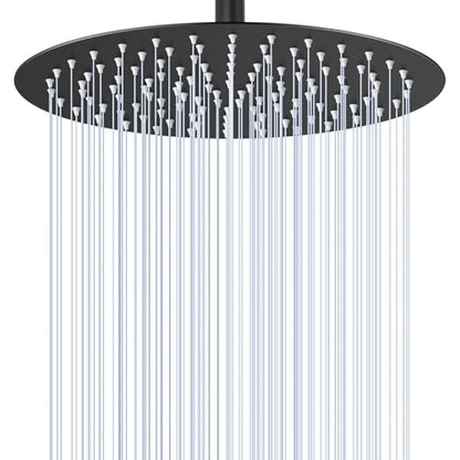 12 inch Matte Black Rainfall Shower Head - All Metal Stainless Steel Full Body Round Rain Shower with 120 Silicone Nozzles - color: Matte Black, size: 12 Inch