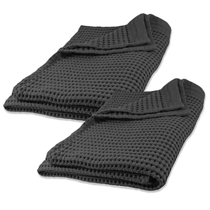 GILDEN TREE Waffle Bath Sheet Quick Dry Towel, Thin Luxury Bath Towels, 40x80 Large Bath Towels 2 Pack Bath Sheets, Modern Style (Faded Black) - color: Faded Black, size: Bath Sheet (40" x 80") 2 Pack