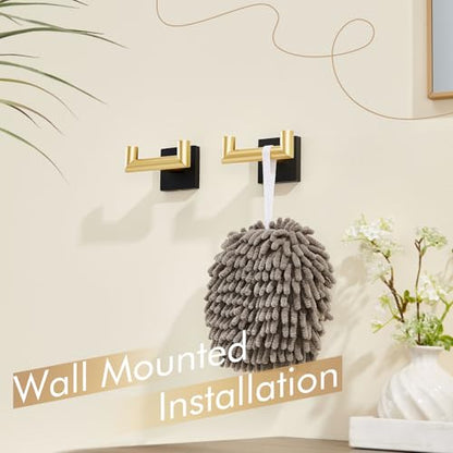 KOKOSIRI Robe Hooks Bath Towel Hooks Bathroom Hardware Double Coat Hooks Wall Mounted, Stainless Steel 2 Pack Black with Gold B1015GDK-P2 - color: Black Gold, size: 2 Pack