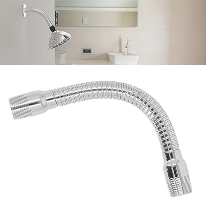 8.07in Flexible Shower Arm with Flange, Stainless Steel Flexible Shower Head Extension, Adjustable Length Swiveling Shower Arm for Hotels, Gyms, Home Bathrooms