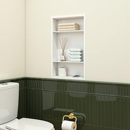 Stainless Steel Recessed Medicine Cabinet Bathroom Medicine Wall Niche Shower Niche Space-Saving Recessed Storage Cabinet Adjustable Shelf Matte Finish (White, 24" H x 14" W) - color: White, size: 24"H x 14"W