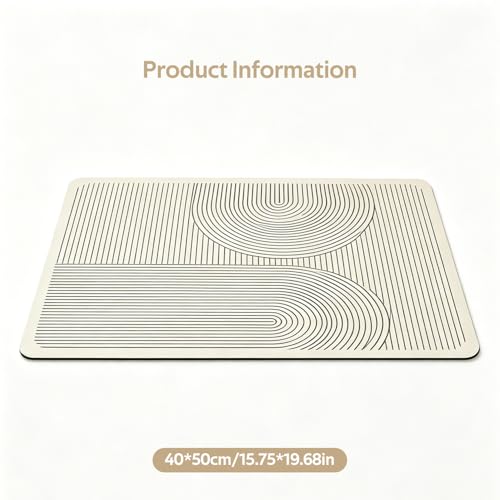 Absorbent & Non-Slip Geometric Rubber-Diatomite Drying Mat - Durable, Quick-Dry Kitchen and Bathroom Countertop Pad for Coffee Machines, and Essentials, Kitchen Countertop Placemat,15.6*19.5In