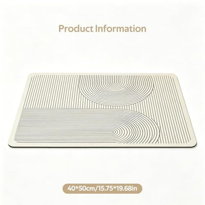 Absorbent & Non-Slip Geometric Rubber-Diatomite Drying Mat - Durable, Quick-Dry Kitchen and Bathroom Countertop Pad for Coffee Machines, and Essentials, Kitchen Countertop Placemat,15.6*19.5In