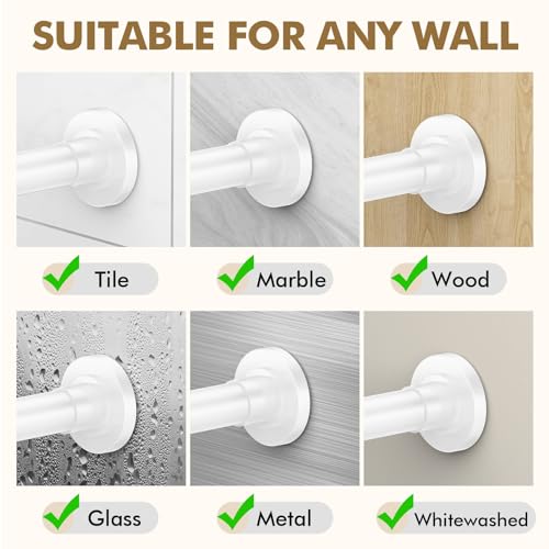 GXOACKJ White Shower Curtain Rods - 31-80 Inch Spring Tension Shower Rods for Bathroom, Adjustable, No Drilling, No Rust, Stainless Steel - color: White, size: 31-80