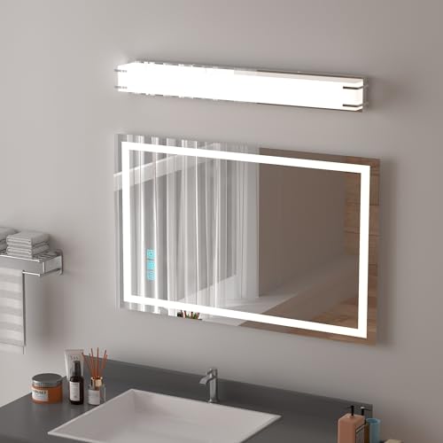 LED Bathroom Light Fixtures Over Mirror 32” Vanity Light with Milky White Lampshade 4000K Daylight Chrome Finishing Bath Bar (Chrome) - color: Chrome, size: 32 inch