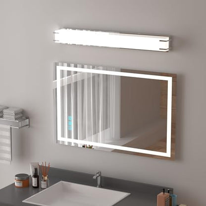 LED Bathroom Light Fixtures Over Mirror 32” Vanity Light with Milky White Lampshade 4000K Daylight Chrome Finishing Bath Bar (Chrome) - color: Chrome, size: 32 inch