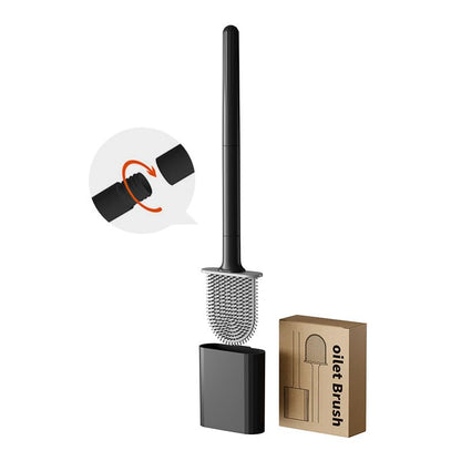 Black Toilet Brush, Toilet Bowl Brush, Silicone Toilet Brush and Holder, Compact Size, Toilet Brushes & Holders for Dead Corner Clean, Ventilation Slots Base
