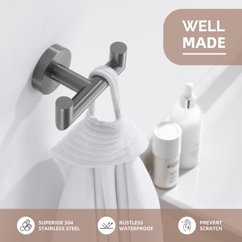 Angle Simple Double Towel Hook, SUS304 Stainless Steel Bathroom Robe Hook for Wall, Hand Towel Holder, Gunmetal Gray - color: Gunmetal Gray, size: 1 Pack