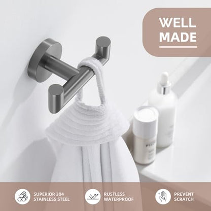 Angle Simple Double Towel Hook, SUS304 Stainless Steel Bathroom Robe Hook for Wall, Hand Towel Holder, Gunmetal Gray - color: Gunmetal Gray, size: 1 Pack
