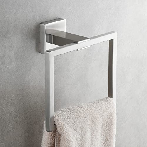 Stainless Steel Square Towel Ring Brushed Nickel Hand Towel Holder for Bathroom Wall Mount, SBH239NA - color: Brushed Nickel