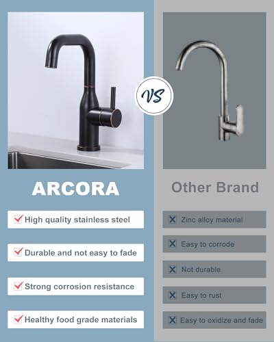 Bar Faucet Oil Rubbed Bronze: ARCORA Single Hole Wet Bar Sink Faucet - Prep Sink Faucet 360 Swivel - Small Kitchen Bathroom Tap with cUPC Supply Lines - color: Oil Rubbed Bronze