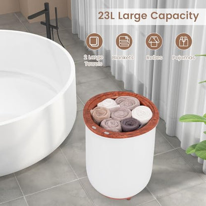 ERGOMASTER Towel Warmer Bucket, Heated Towel Warmer, Electric Towel Heater with Temperature Control and Timer, 23L Large Capacity Freestanding Hot Towel Warmer for Bathroom Spa Salon Hotel (Coffee) - color: Coffee