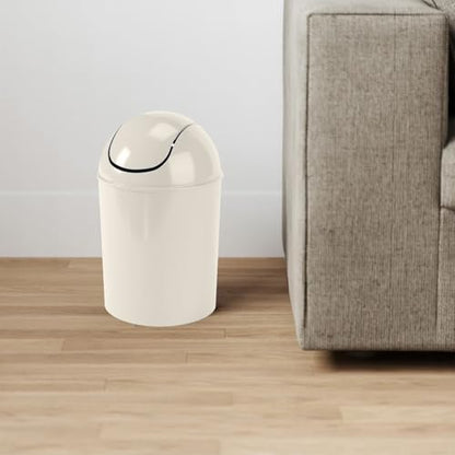 Umbra 1.25 Gallon Mini Waste Can with Removable Swing-Top Lid - Small Garbage Bin for Kitchen, Bathroom, Bedroom, Office - Compact Trash Can Fit Under Tables & Counters - Sand - color: Sand