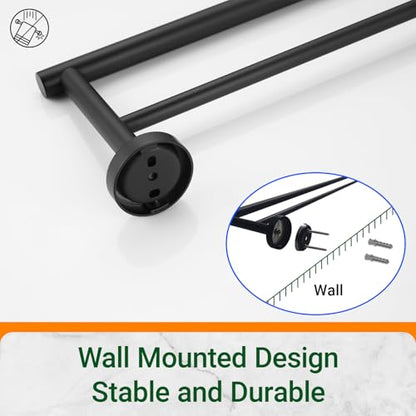 Miyili 30-Inch Bathroom Double Towel Rack, Matte Black | for Kitchen, Hand Towel Holder, Towel Bar, Wall Mounted, Rustproof & Durable - color: Matte Black, size: 30-Inch