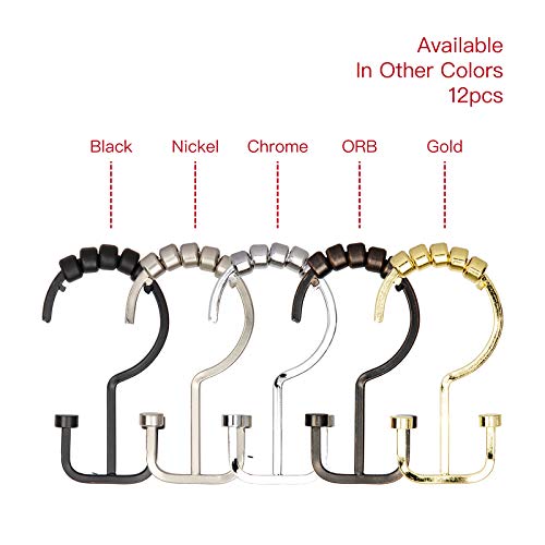 HK1SS Deco Flat Double Roller Shower Curtain Hooks; Chrome - color: Chrome