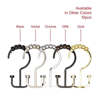 HK1SS Deco Flat Double Roller Shower Curtain Hooks; Chrome - color: Chrome