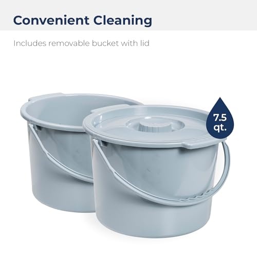 Drive Medical Folding Steel Bedside Commode Chair, 3-in-1, Gray | Folding Steel Bedside Commode Chair Offers 3-in-1 Portable Toilet Design with 7.5 Qt Bucket and 350 Lb Capacity