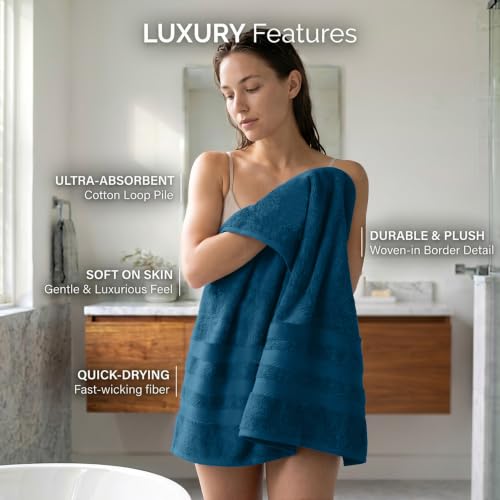 RIVERSIDE Pack of 2 Extra Large Bath Sheets 35 x 70 Inches, 100% Ring Spun Cotton, Hotel Quality, Oversized Bath Towels, Super Soft, Highly Absorbent & Quicker to Dry, Blue Opal - color: Blue Opal, size: Bath Sheets (PK 2)