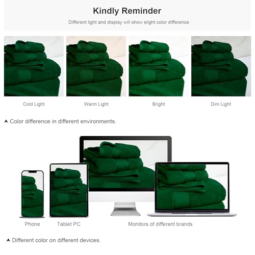 COZYART Bath Towel Set 6 PCS Formal Green Luxury 100% Turkish Cotton 650GSM | Soft Absorbent Quick Dry, OEKO‑Tex 100 Cert. Zero Twist Ring Spun Cotton, Plush, Breathable Hotel Quality Bathroom Towels - color: Formal Green