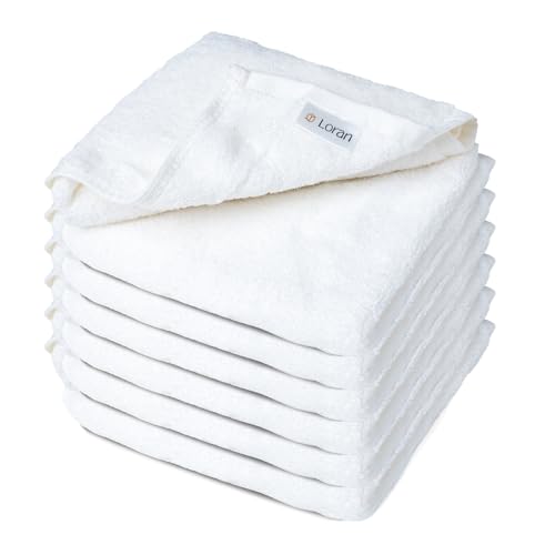 White Extra Large Washcloths Set of 6 Soft Body Cloths 13” x 13” 70% Viscose Derived from Bamboo, 30% Cotton Spa-Like Feel Silky for Skin Cleansing - color: White