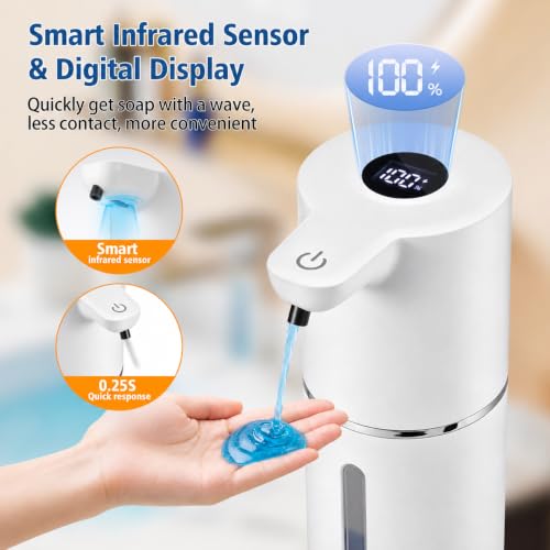 Automatic Liquid Soap Dispenser, Touchless Rechargeable, 350ml, White - color: White