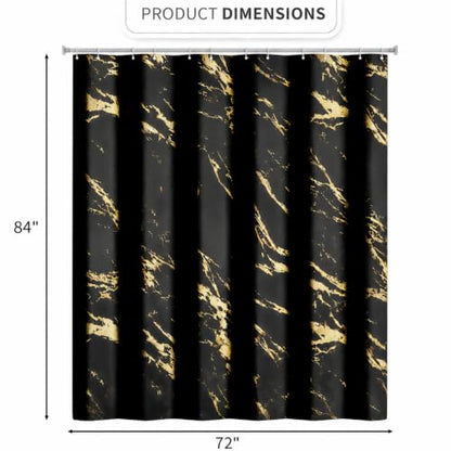 Black and Gold Shower Curtain 72 x 84 Inch, Extra Long Black Marble Shower Curtain, Modern Fabric Shower Curtains for Bathroom, Water Resistant Bath Curtain Set with Hooks, Black Gold Texture - color: Black, size: 72"W x 84"L (Pack of 1)