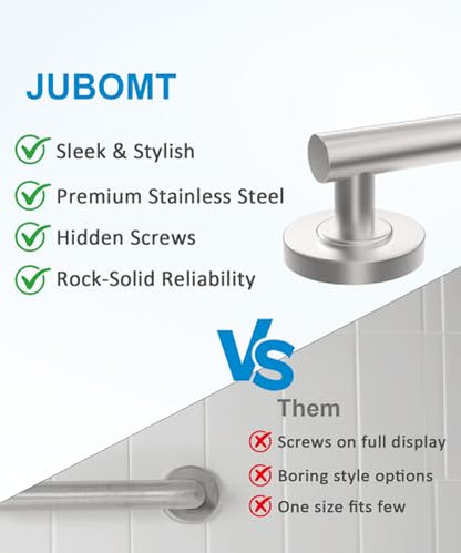 Shower Grab Bar Set, ADA Compliance Brushed Stainless Steel Handicap Grab Bar for Bathtubs and Showers, Modern 3-Pack 18" 24" 36" Shower Safety Bars for Seniors - color: Brushed Nickel