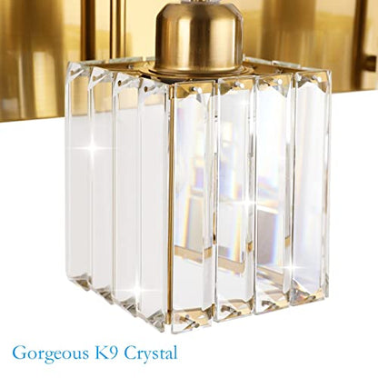 Ralbay Modern Gold Vanity Lights - 6-Light Gold Crystal Bathroom Vanity Lights Over Long Mirror - color: Square-Gold, size: 6-light