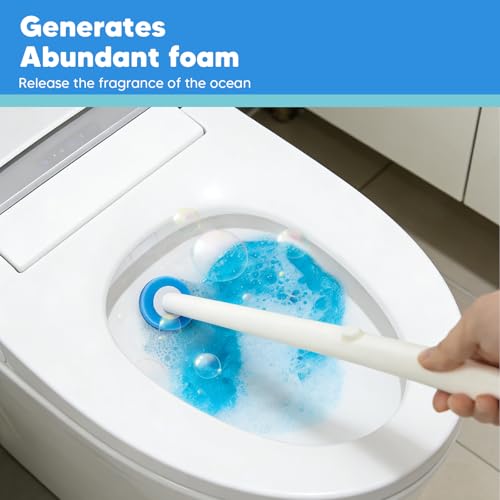 Disposable Toilet Brush, Toilet Bowl Cleaning System with Holder & 24 Count Wand Refill, No-Mess Clean Brush Starter Kit with 1 Toilet Wand, 1 Storage Caddy, 1 Fragrant Tablet (1 + 24)