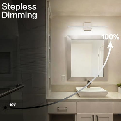 24 Inch Bathroom Light Fixtures Over Mirror Brushed Nickel Arm Design Wide LED Vanity Bar 5CCT 2900K 6000K 18W 1440lm - color: Brushed Nickel- 5CCT& Dimmable, size: 24-inch