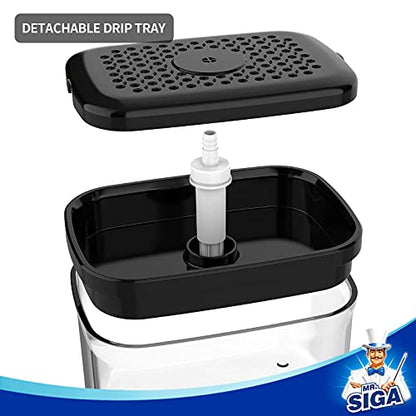 MR.SIGA Dish Soap Dispenser with Sponge Holder for Kitchen, Black | Dishwashing soap pump dispenser for sink, kitchen soap dispenser, dish sponge holder - color: Black