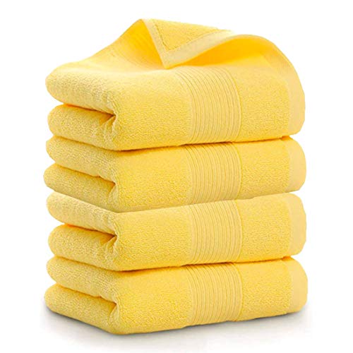 Lchkrep Bathroom Hand Towels (14x30 inch), Home Soft Cotton Super Soft Highly Absorbent Hand Towels for Bath, Hand, Face, Gym and Spa (Yellow-4Pack) - color: Yellow-4pack