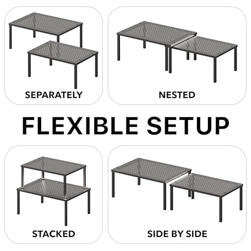 Simple Houseware Cabinet Counter Shelf Organizer w/Steel Surface, Bronze | Expandable & Stackable 9" D x 12.75" W x 5.9" H - color: Bronze